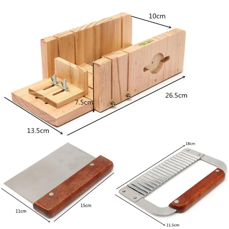 

3in1 Manual Soap Kits Adjustable Cutting Loaf Soap Cutters Pine Rectangle Slicer with Stainless Steel Blade Soap Making Supplies