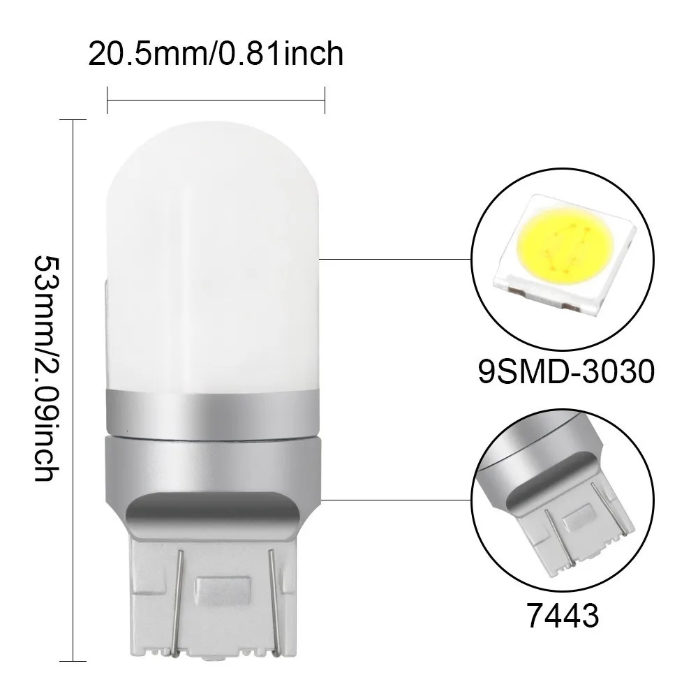 2 шт. автомобиля 7440 7443 светодиодный 9SMD 3030 светодиодный T20 W21W 1156 1157 3156 3157 светодиодный ламп для поворотов светильник, футболка с принтом "автомобиль" Стоп сигнал светильник