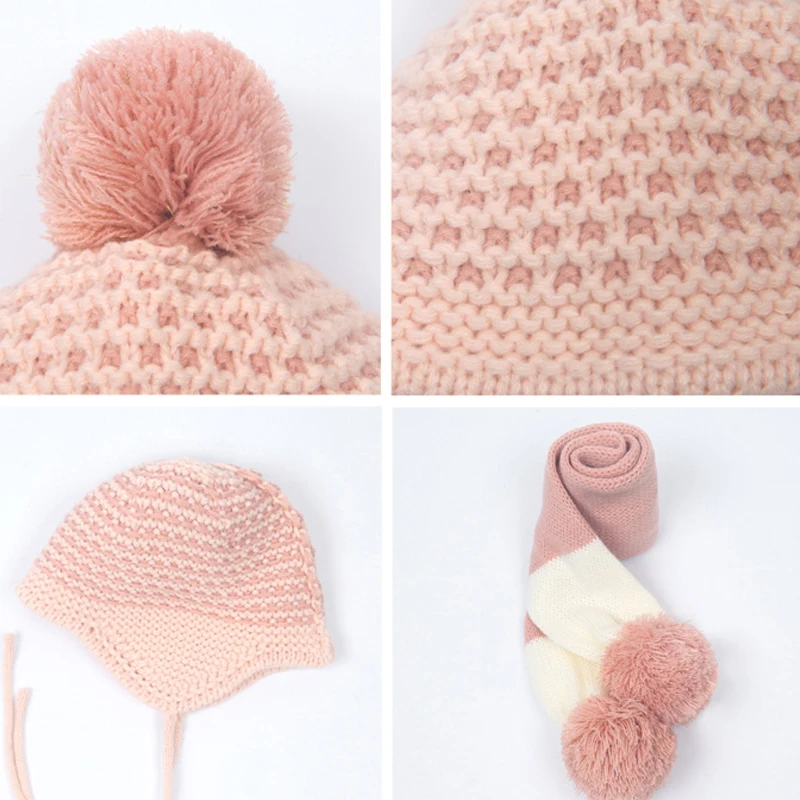 Трикотажная шерстяная детская флуоресцентная шапочка с помпоном теплая мягкая