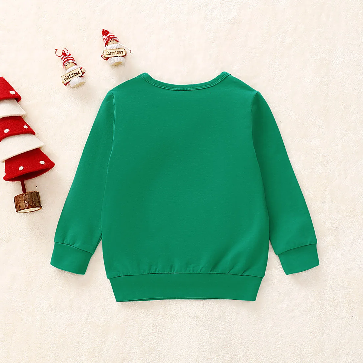 Christmas Clothes Mom Dad Kids Green deer head Long Sleeve Pullover Sweatshirt Jumper Family Matching Warm Autumn Casual Tops