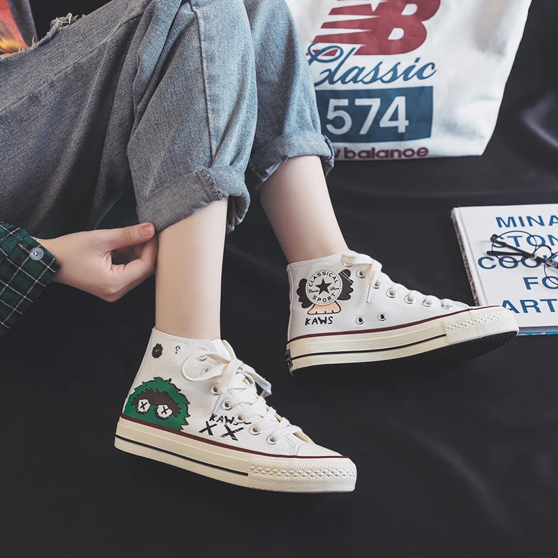 Новинка мужские кроссовки для скейтборда высокие унисекс модная парусиновая