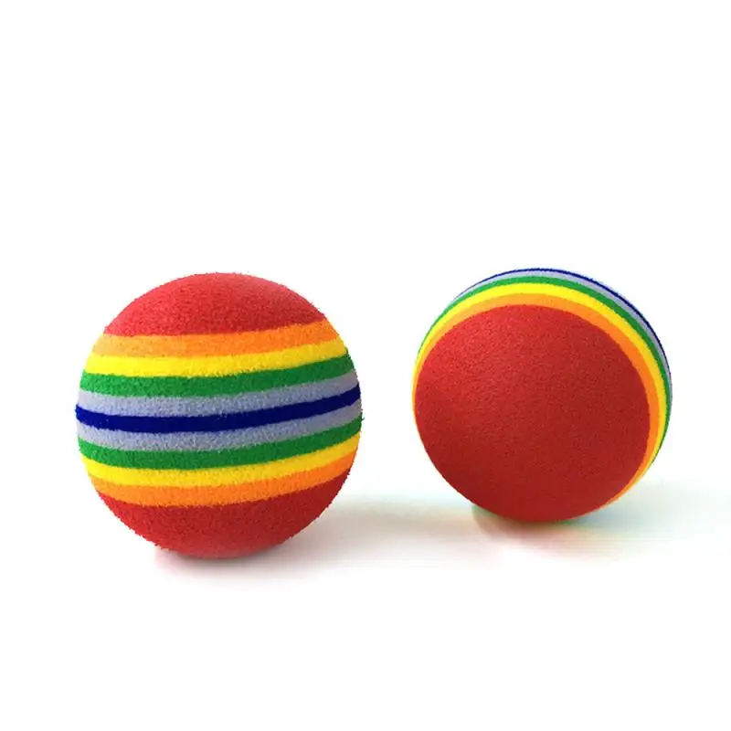 

1PC 3.5cm Cat Toy Ball Training teething Chew Ball Toy Pet Rainbow Ball Soft Durable Natural Pet Toys Ball Training Pet Supplies