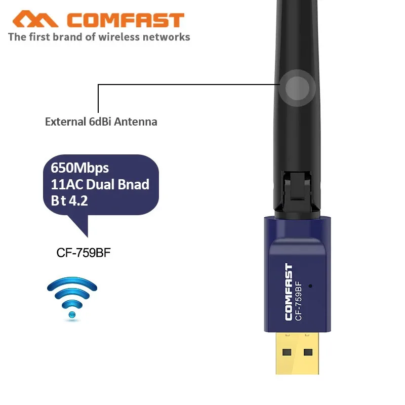 USB Wifi Bluetooth 4 2 адаптер Dongle 5Ghz двухдиапазонный 650M беспроводной WiFi сетевой LAN Карта