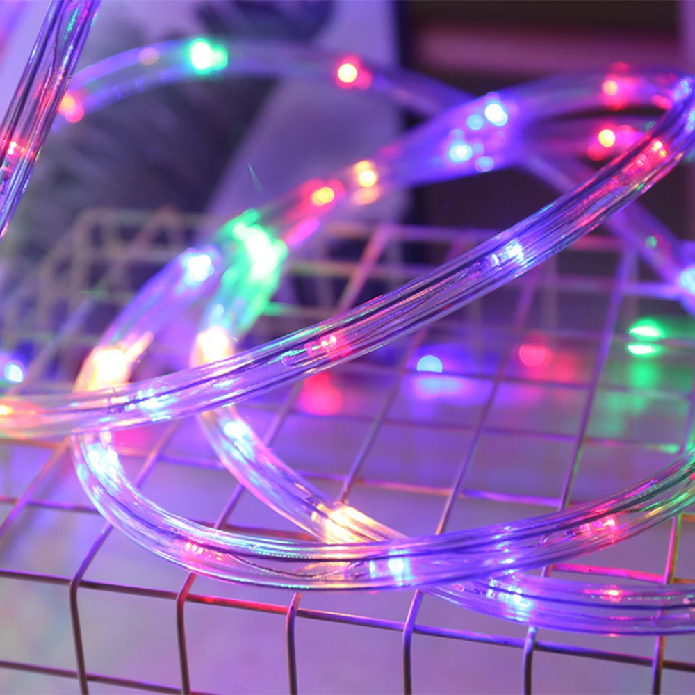 

220V Waterproof LED Neon Light Strip Flexible Rainbow Tube Rope Lights LED Round Tow Wire Outdoor Decorative RGB Strip