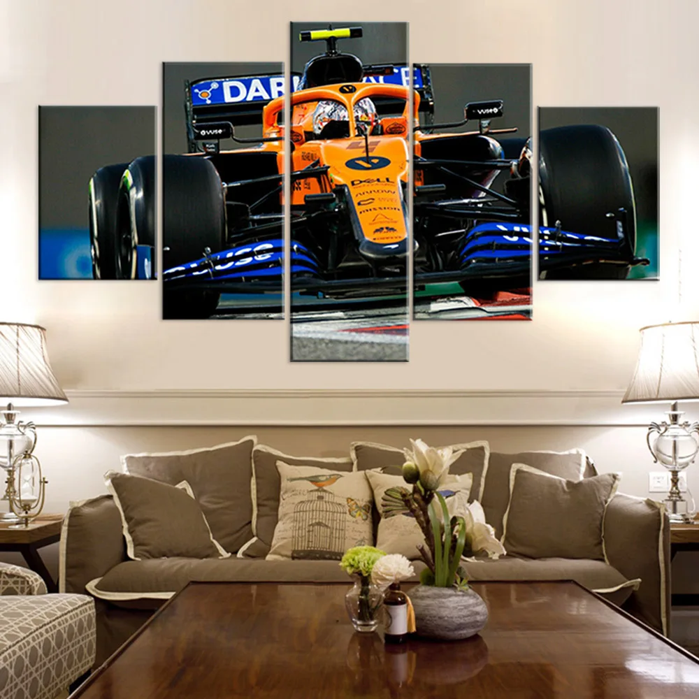 

No Framed Canvas 5Pcs McLaren 35 Lando Norris f1 Car Wall Art Posters Picture Home Decor For Living Room Paintings Decorations