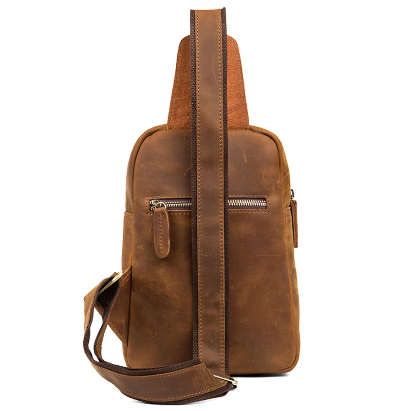 BOLEKE Genuine Leather Sling Rucksack Back Pack Shoulder Men Vintage Crazy Horse Cowhide Messenger Bag Casual Cross Body Chest | Багаж и