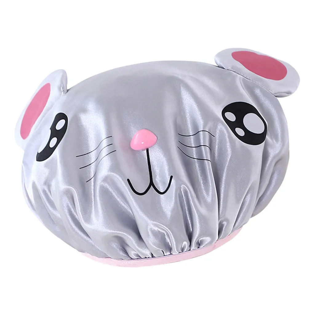 

Double-layer Children Cartoon Waterproof Shower Caps Bathing Caps Elastic Shower Cap Cute Baby Bathroom Products Bath Caps