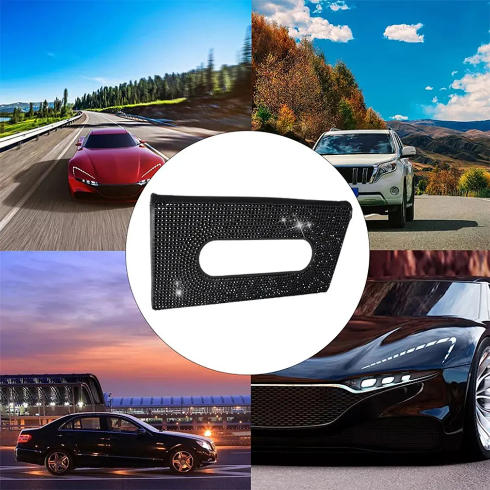 

1 Pcs Crystal Car Tissue Box Towel Sets Car Sun Visor Tissue Box Holder Automotive Interior Storage Decoration Auto Accessories