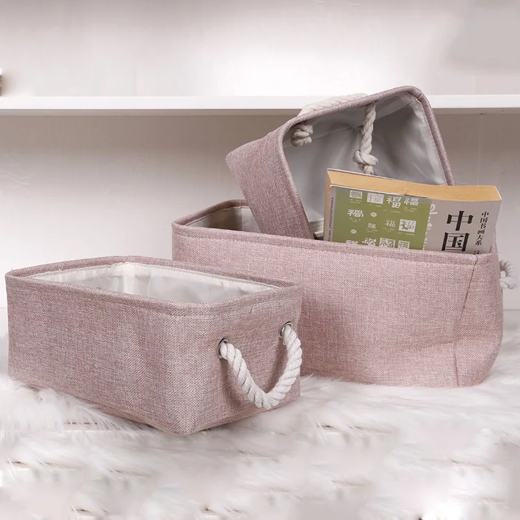 

Basket Storage Baskets 3-Pack] Fabric Baskets Rectangular Storage Bins Decorative Baskets Canvas Storage Basket for Empty Gifts