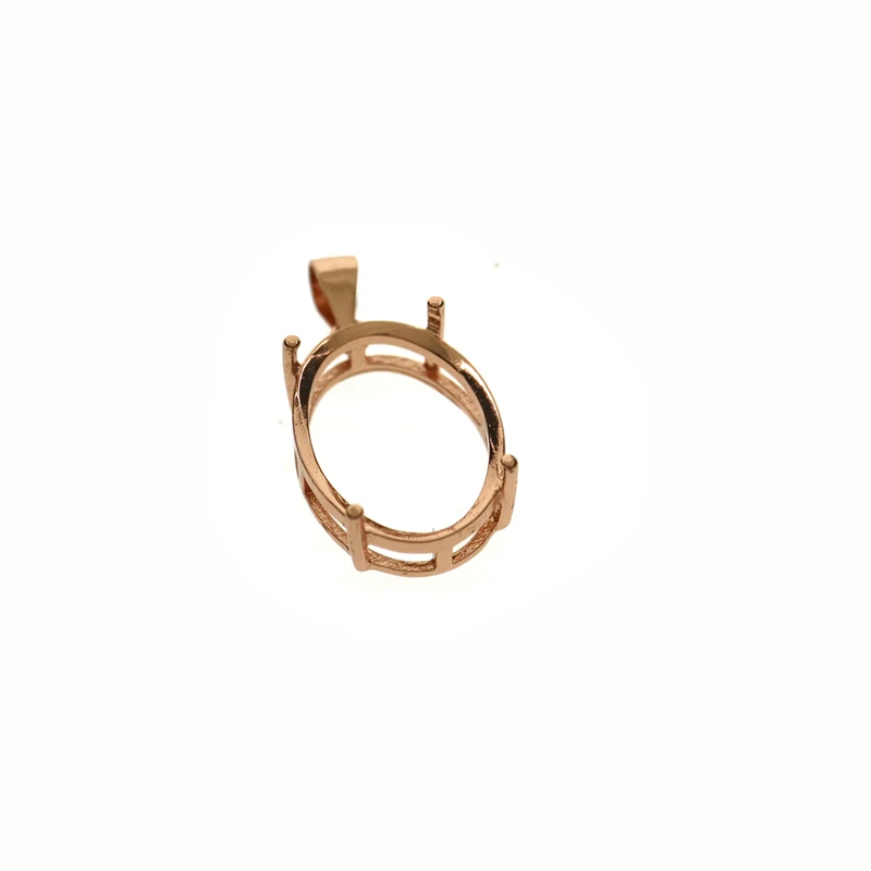 Rose Gold 8x10-10x14-13x18MM простой овальной контакт настройки рамка для камень CZ одноцветное 925 пробы серебро DIY Подвеска Шарм лоток 1421094 - Цвет: Rose Gold