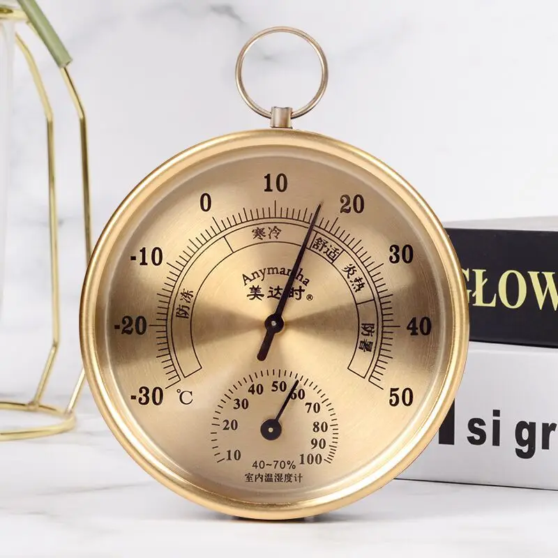 

Household Thermometer Wall Mounted Thermometer Hygrometer ABS Metal Design Household Baby Room Pointer Temperature Meter