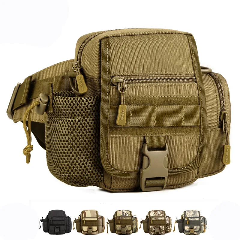 

Outdoor Climbing MolleTactical Belt Bag,Men Sports Cycling Water Cup Set Belt Bag,Unisex Multi-purpose Camo Travel MessengerBag