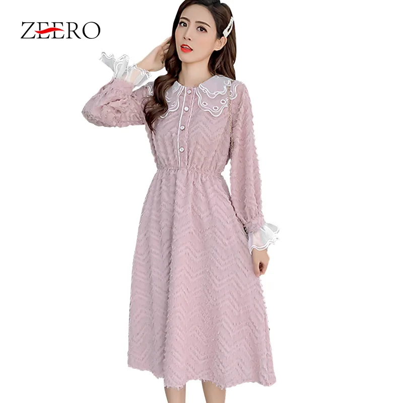 Милое женское платье Новое поступление весны 2019 с длинным Расклешенным рукавом и