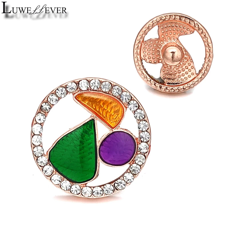 

Luwellever Component w061 Flower Crystal 18mm Metal Snap Button Bracelet Necklace Interchangeable Jewelry Accessorie Findings