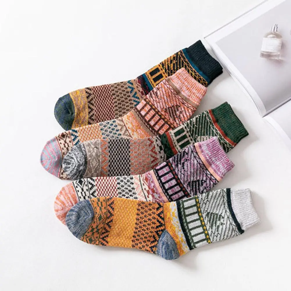 

Vintage Wool Socks Autumn Winter Thicken Fashion Printed High-quality Durable Delicate Comfortable Knee High Socks