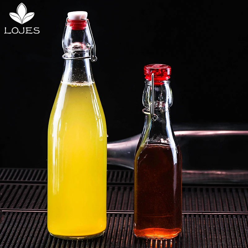 Бутылка для воды Квадратная бутылка сока с пряжкой лимонного кухонная