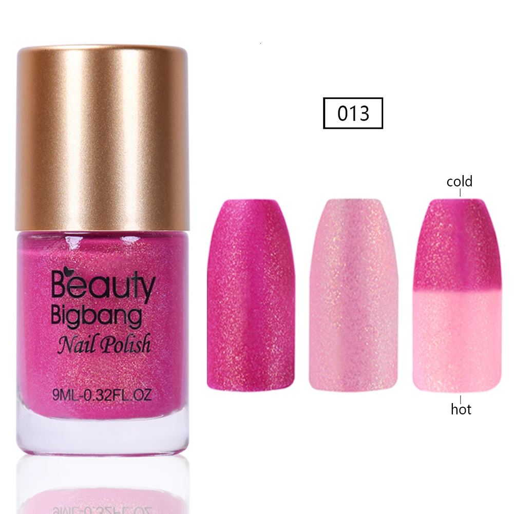 Beautybigbang 9 мл температурный цвет Chang фиолетовый розовый блеск лак для ногтей термальный лак для нейл-арта 8 Изменение цвета лак для ногтей