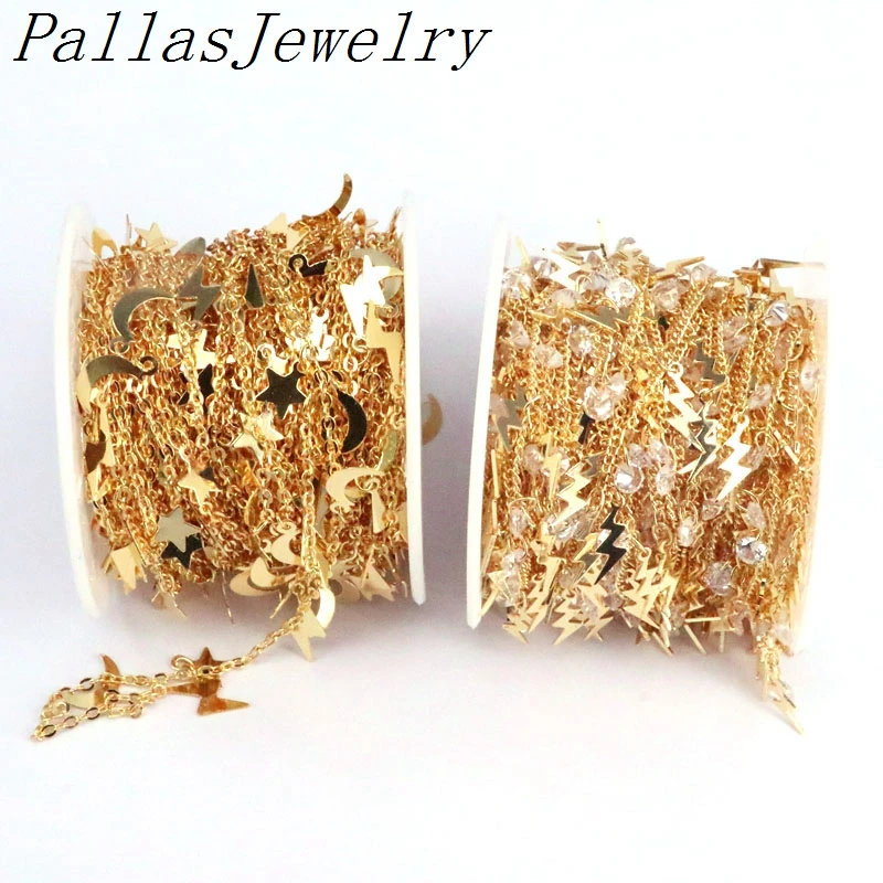 

5/10 метров, новый дизайн, модная форма, покрытая фианитами, цепочки для Розария, лидер продаж, с золотистой проволокой, спиральная цепочка для Розария