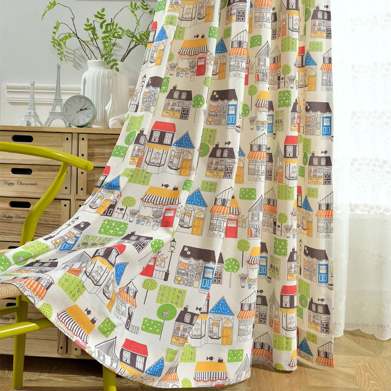 

Curtain Fabric Modern Simple Polyester Cotton Printing Cute Children's Room Curtain Curtains for Living Dining Room Bedroom