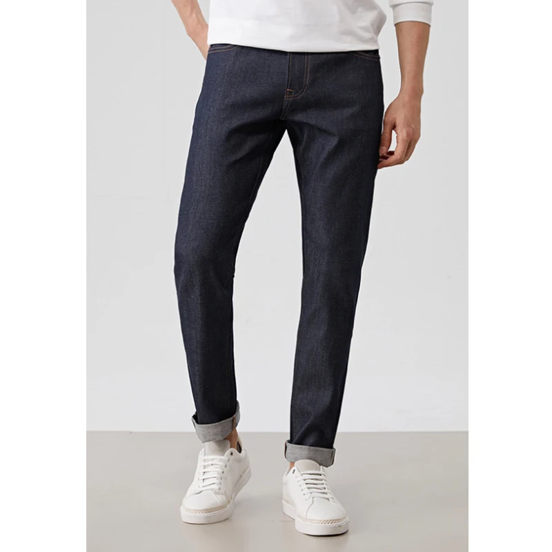 Мужские повседневные джинсы стрейч черные/синие классические брюки джинсовые