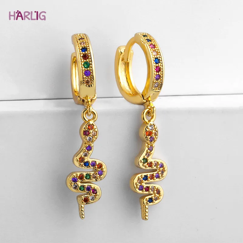 Женские латунные серьги с радужным камнем золотого цвета|Серьги-подвески| |