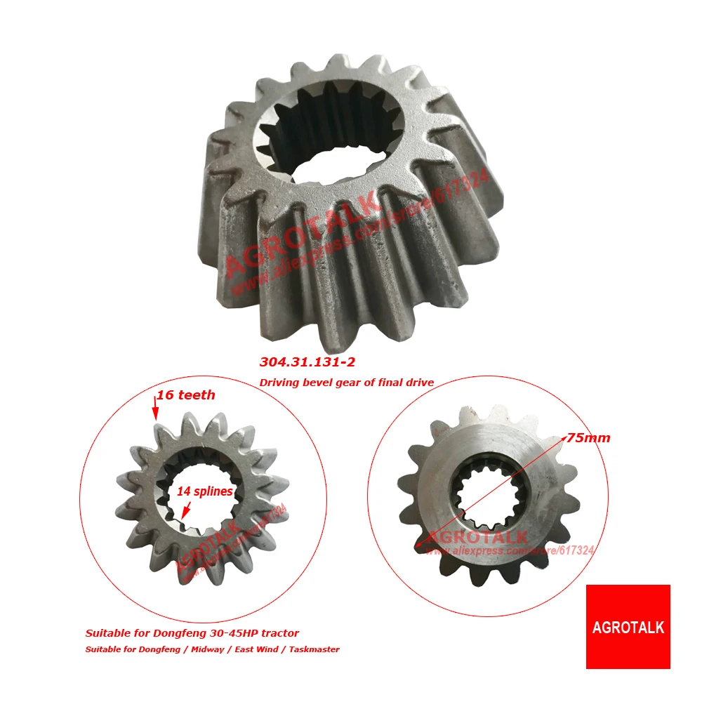 

Driving bevel gear of final drive for Dongfeng 30-45HP tractor like Taskmaster / East Wind / Midway/, part number: 304.31.131-2