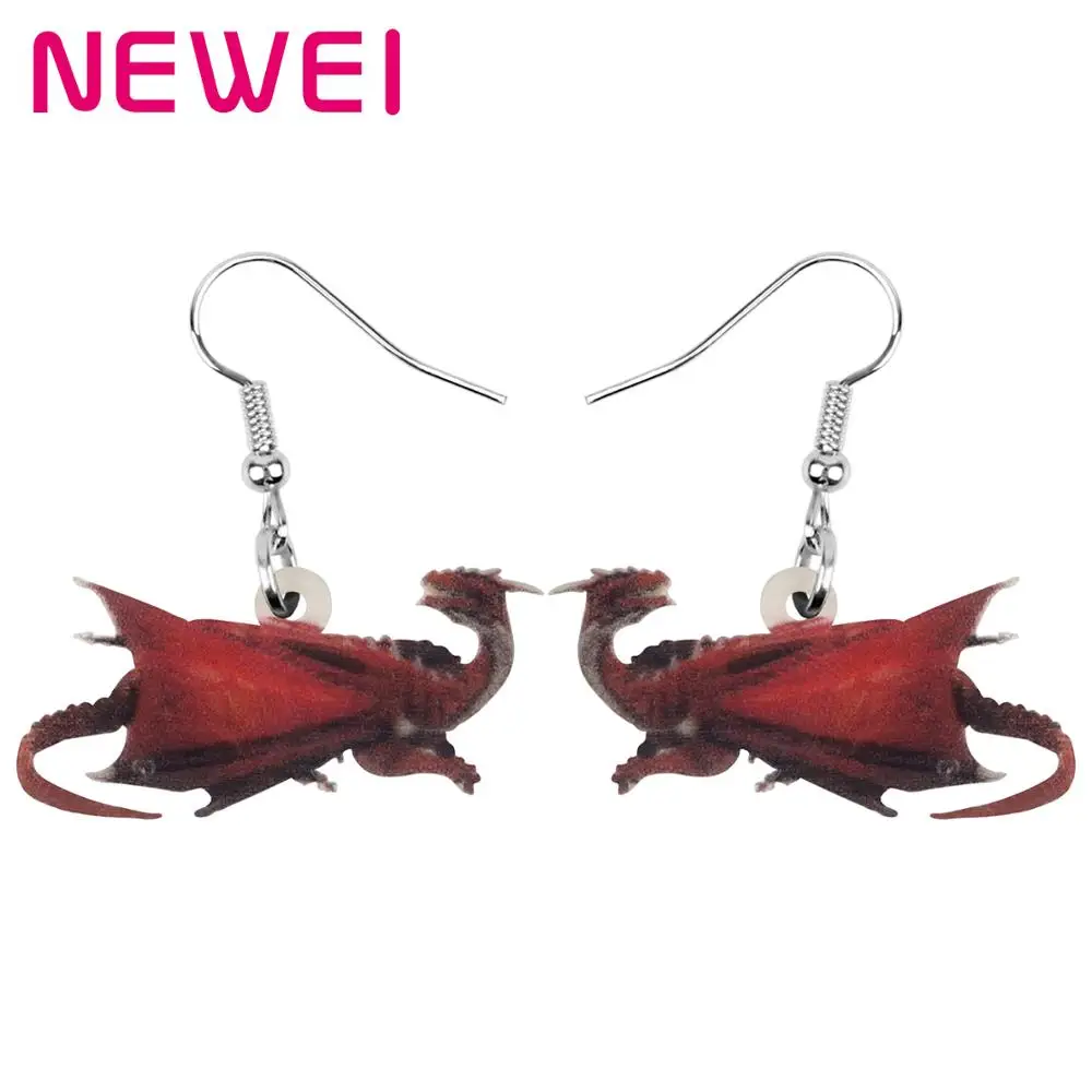 Серьги гвоздики NEWEI акриловый с аниме динозавром драгоны животные Висячие