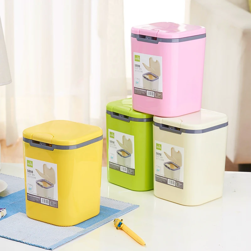 2L мини настольный мусорный бак пуш-ап Тип контейнер для хранения ведро Ванная