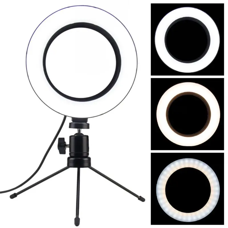

Mini Foldable LED Selfie Ring Fill Light Studio Photography Desktop Lamp Tripod Camera Smartphone Makeup Accessories Kit
