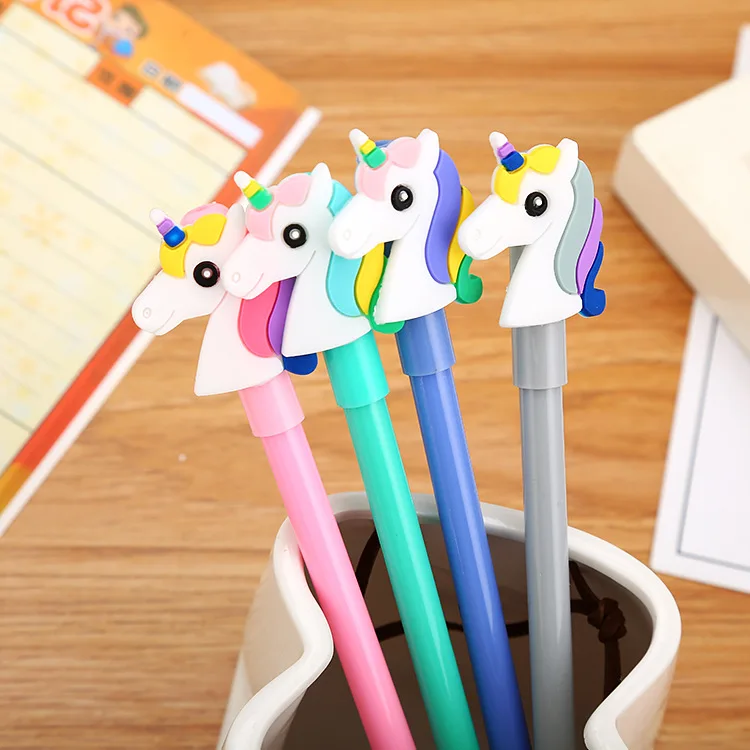 24 Pcs Cute Patch Unicorn Gel Pen Creative Stationery Cartoon Student Fresh Office Supplies Sign Pen