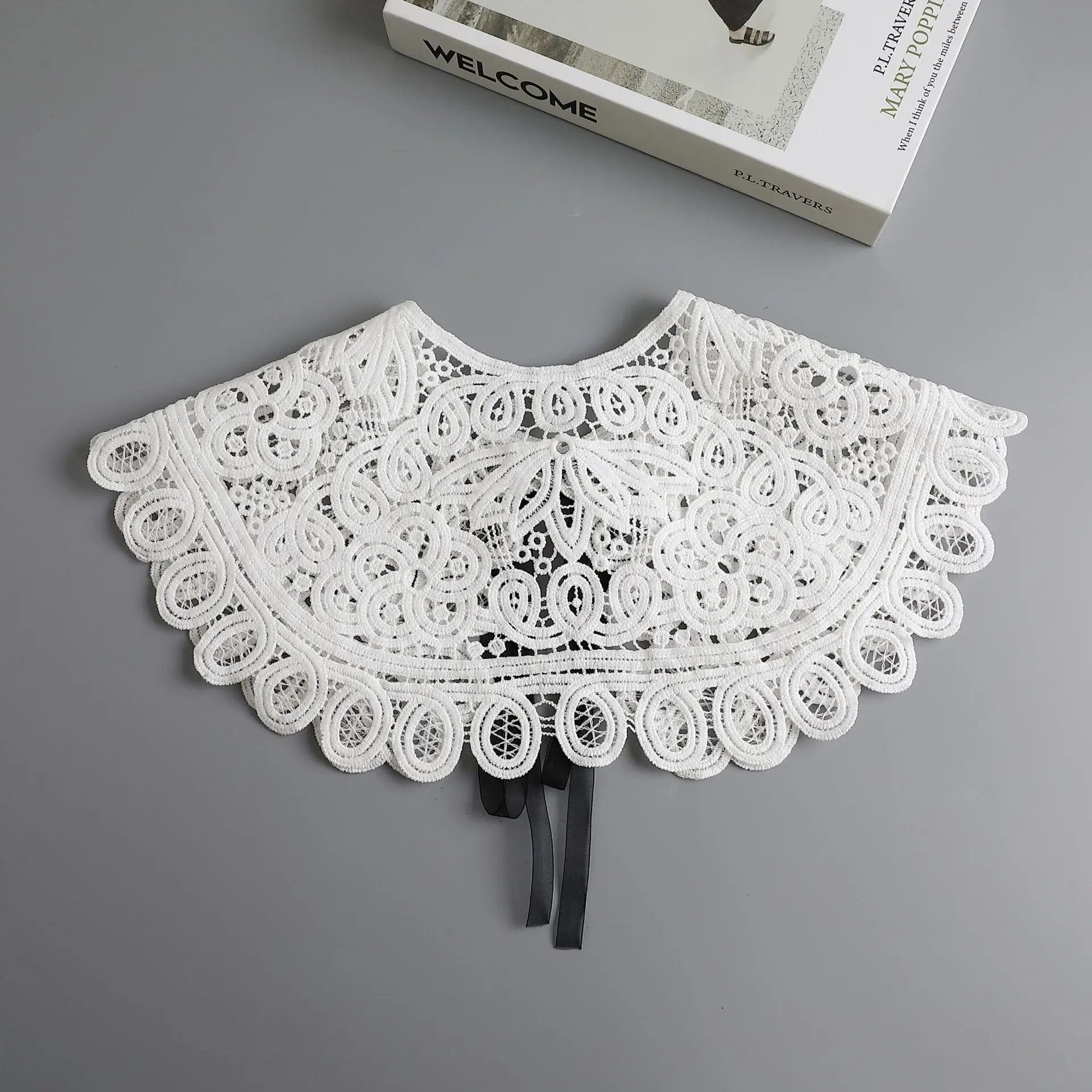 Linbaiway Cotton Fake Collar Women Detachable Lace Floral Shirt False Blouse Top Female Removable Lapel Decor |