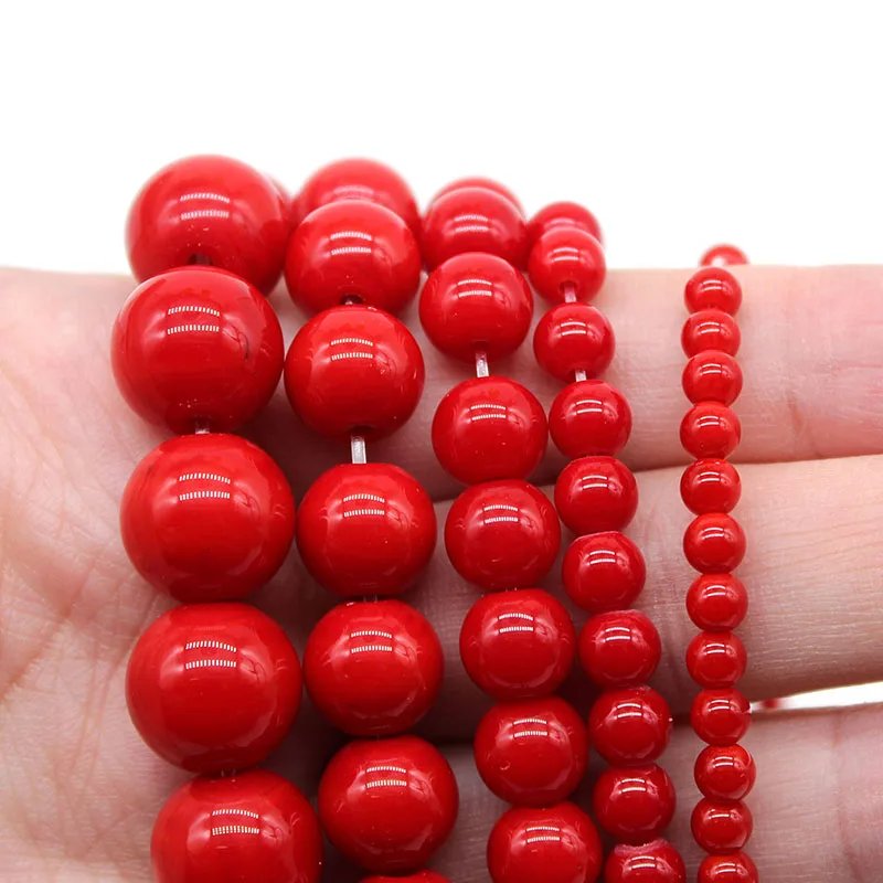 Бусины из искусственного кораллового Красного камня круглые бусины россыпью с