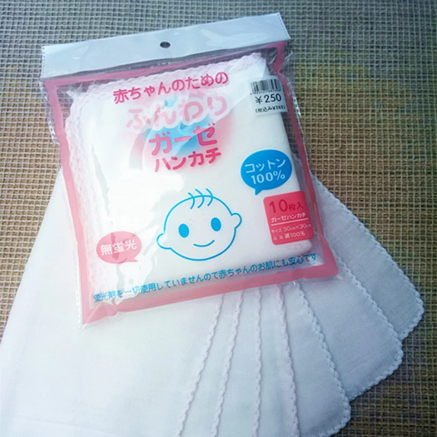 10 шт./лот Детский платок квадратный хлопковый однотонный марлевый банный для