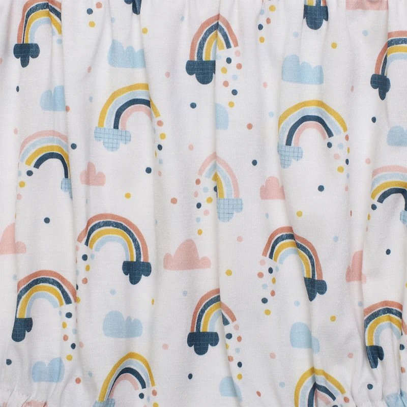 

Summer Girls Clothes Navy Blue Sling Sleeveless Rainbow Print Pattern Toddler Baby Rompers