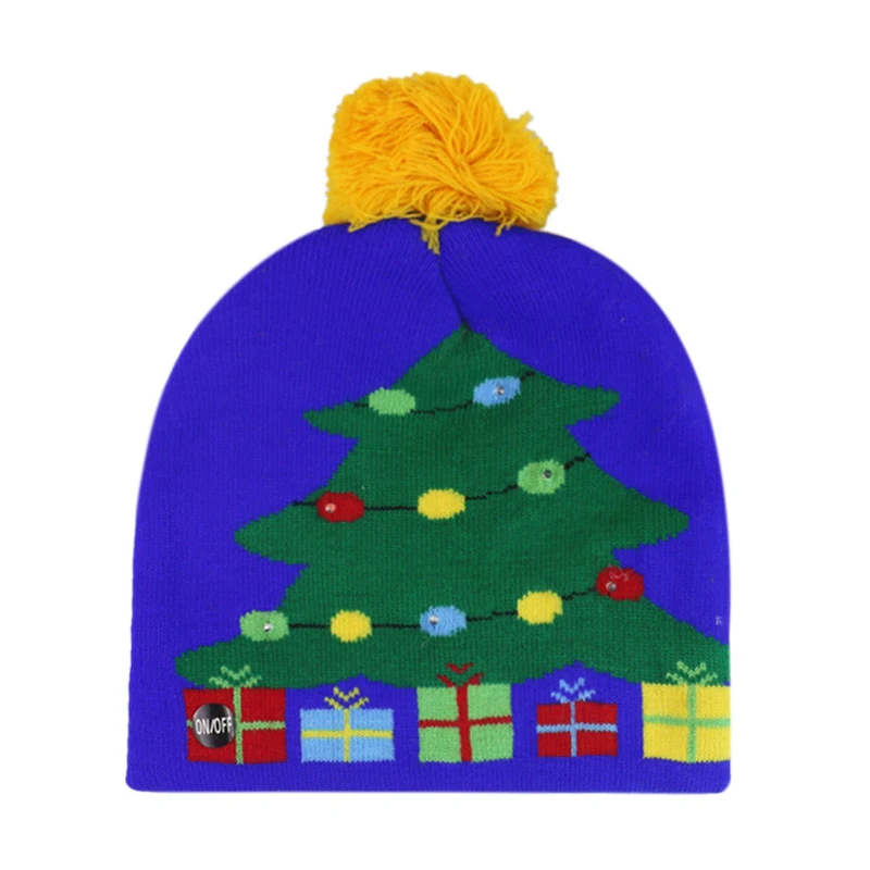 

Family Kids & Adult Christmas Hat with Led Lights Flashing Skullies Beanies Knitted Winter Hat Men Women Children Hats and Caps