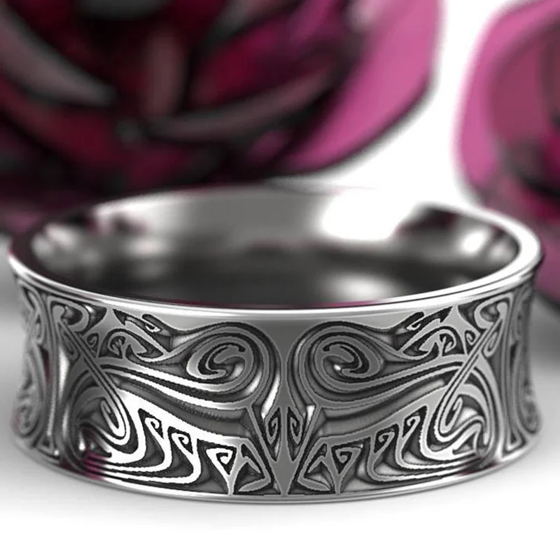 

Vintage Patterned Metal Men's Ring Engagement Anniversary Party Creative Male Rings Jewelry Hand Accessories Size 6-13