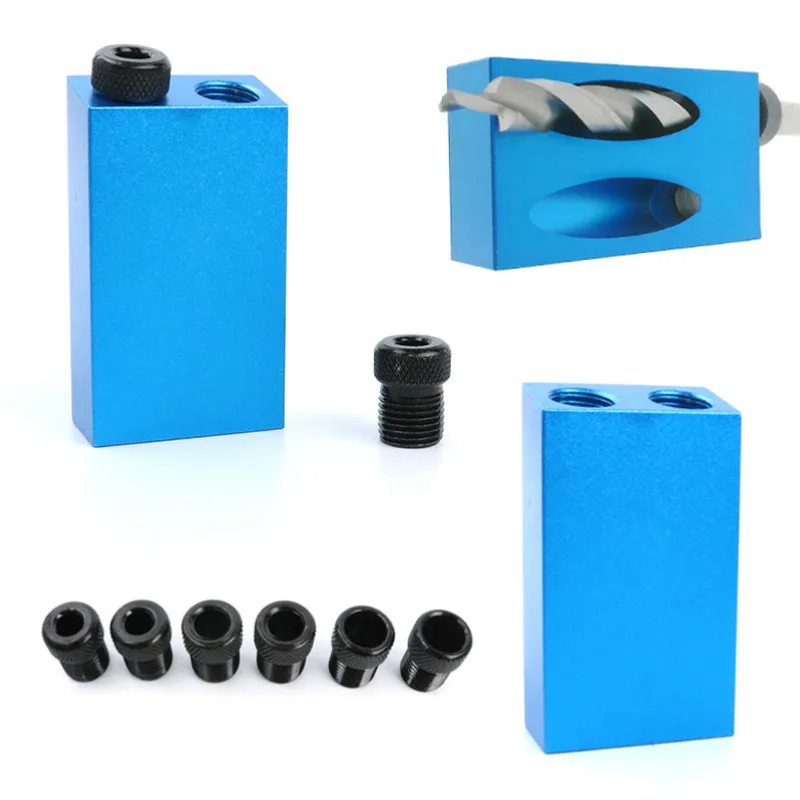 

BENYS Woodworking Pocket Hole Fixture Kit Oblique Hole Locator Drill Bit 15 Degree Angle Drill Bit Guide Device Punch DIY Tool