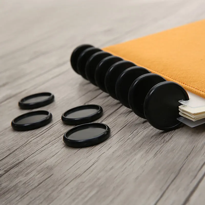 Блокнот с грибовидным отверстием 24 шт. черный кнопками листьями для ноутбука