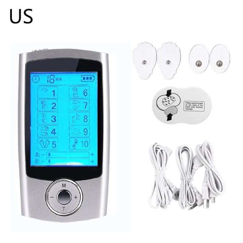 

Electric Tens Unit 10 Modes Digital Therapy Machine Electrode Pads Wire Body Massager Muscle Pain Relief Pulse Massage