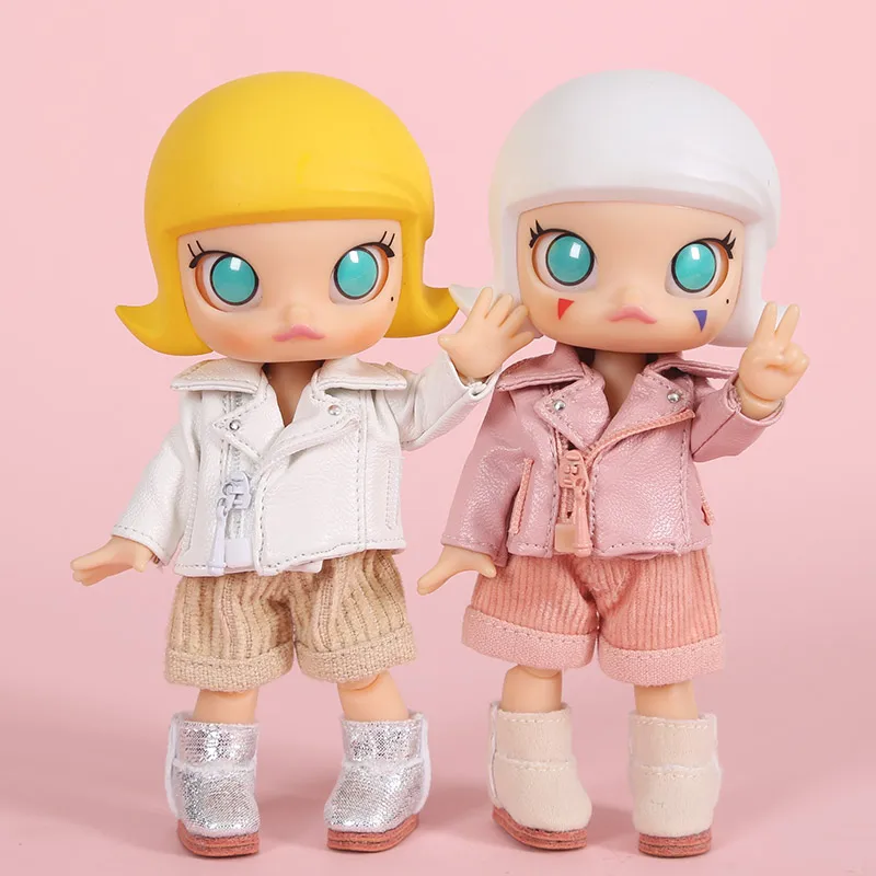 Ob11 детская одежда кожаная куртка кожаные брюки 1/12 BJD ГСК обычное круглое пальто