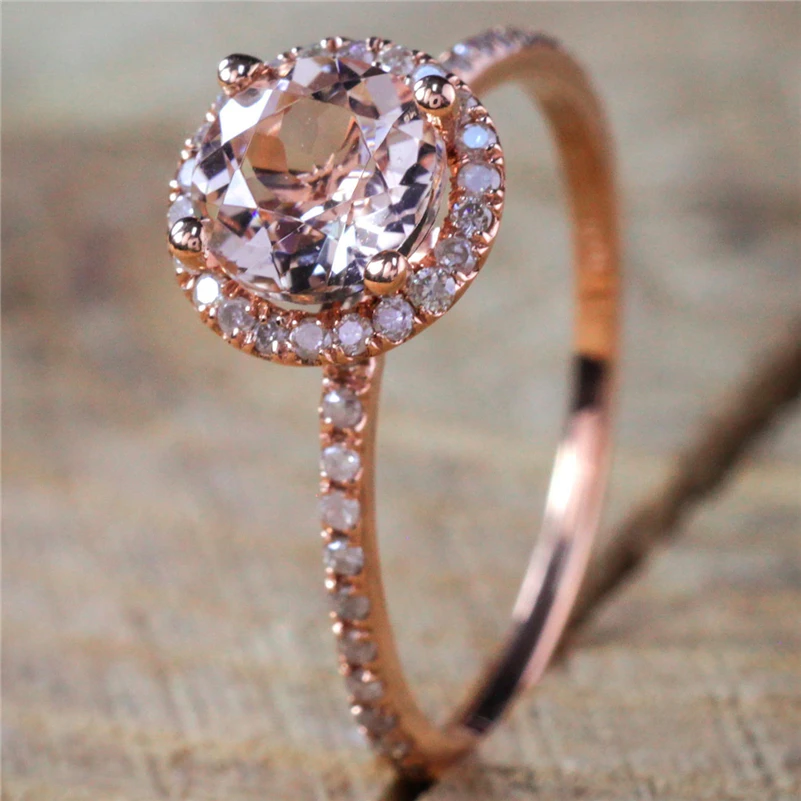 14 K розовое Золотое кольцо с бриллиантом Bizuteria драгоценный камень Anillos De Bague Etoile