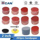 XCAN 2-дюймовый шлифовальный диск 203 шт. зернистость 80-3000 с Stiky диском и подушкой шлифование наждачной бумагой Pad