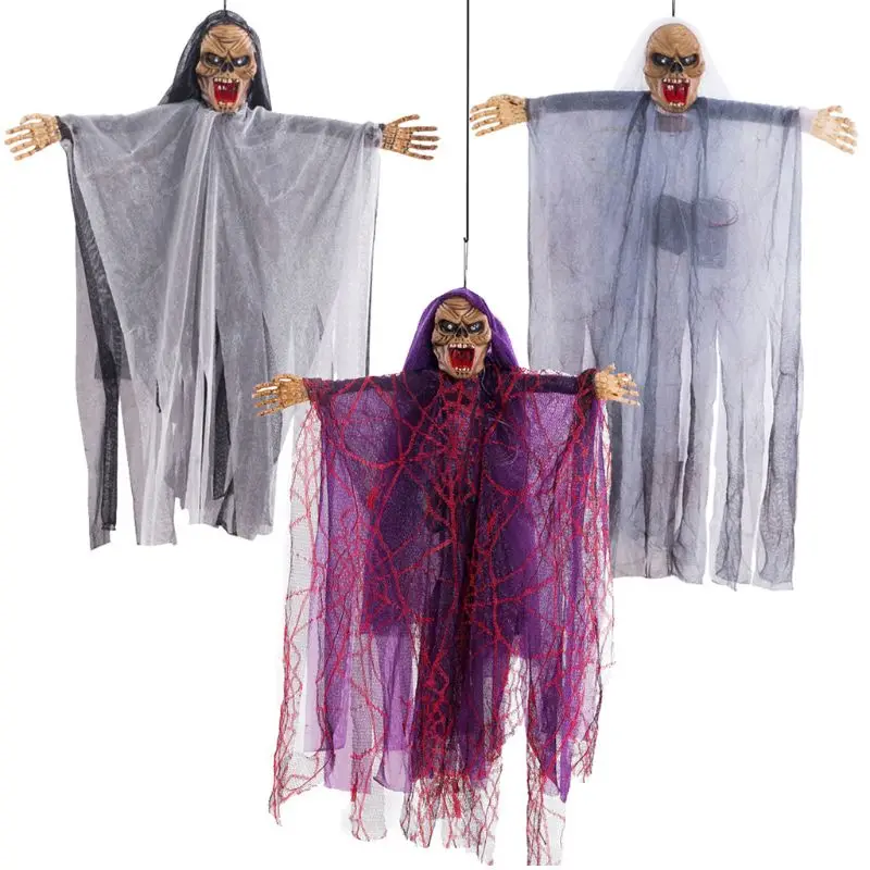 Хэллоуин подвесной призрак анимированный говорящий скелет со страшным звуком