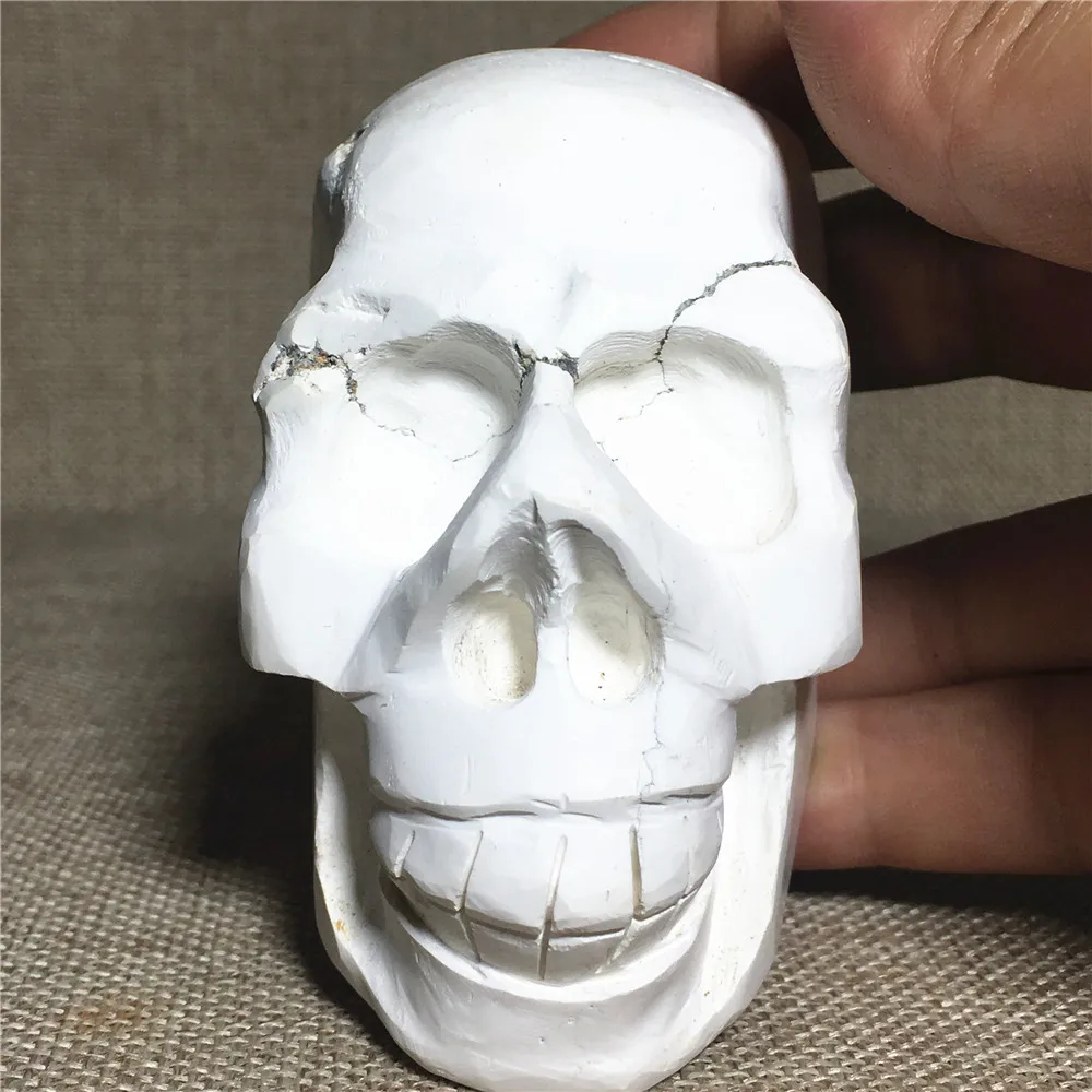 

Natural Cranium White Kallaite Quartz Crystal Specimen Gift Home Furnishing Decoration Point Stone Reiki Healing Howlite Skulls