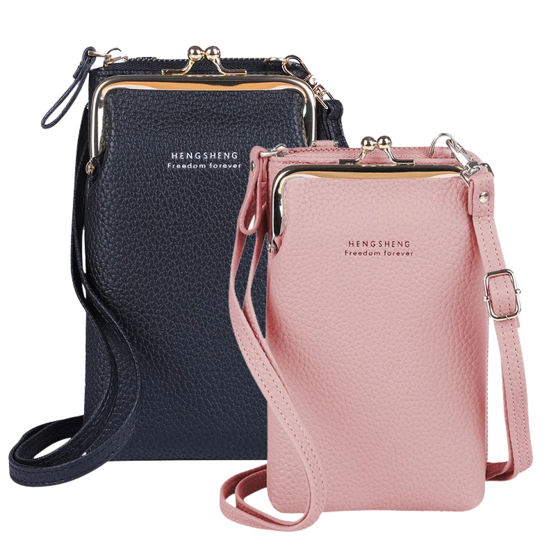 

Hot Sell Mobile Phone Bags With Metal Opening Crossbody Bags Women Mini PU Leather Shoulder Messenger Bag For Girls Gift 2021