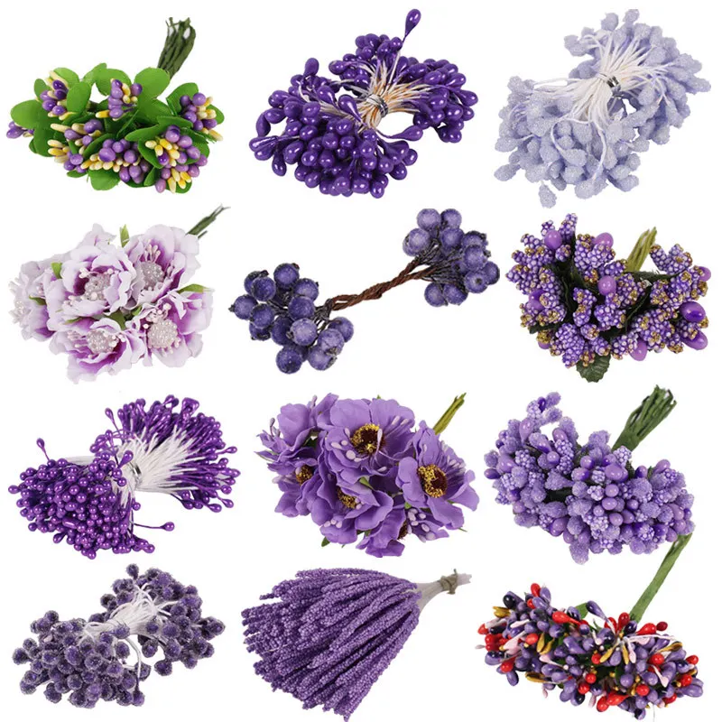 Микс фиолетового искусственного цветка вишни стемен ягод Набор DIY
