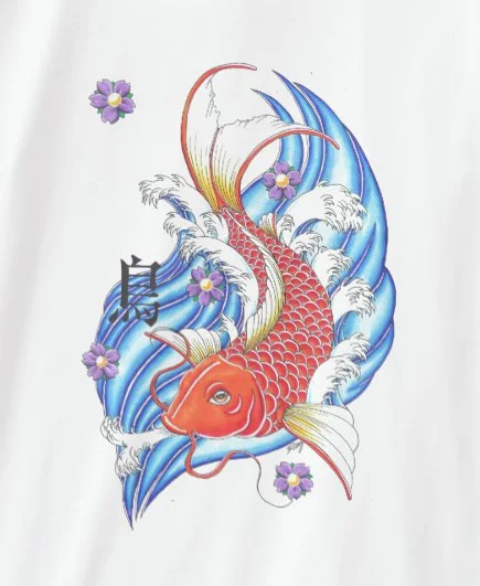 

Koi Fish with Flowers and Water Men's T Shirt Symbolize- Fish Get Water
