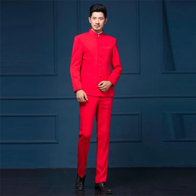 Chinese tunic suits young men's dresses slim fashion chorus costumes Tang blazers banquet traje de hombre para boda gitana
