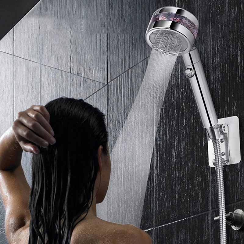 

Pressurized Nozzle Turbo Shower Head One-Key Stop Water Saving High Pressure Shower Head Magic Water Line Bathroom Accessor