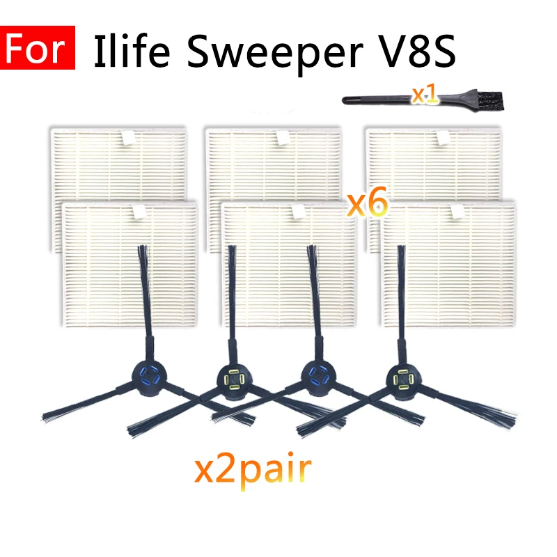 

For ILIFE v8S Hepa Filter Side Brush Robot Vacuum Cleaner Equipment Spare Parts Hepa Fitting Replacement Household Accessories